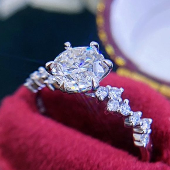 💞Engagement Anillos Pure Round CZ Silver Plated Beautiful Dainty Ring,UNVN12193 - Picture 3 of 7